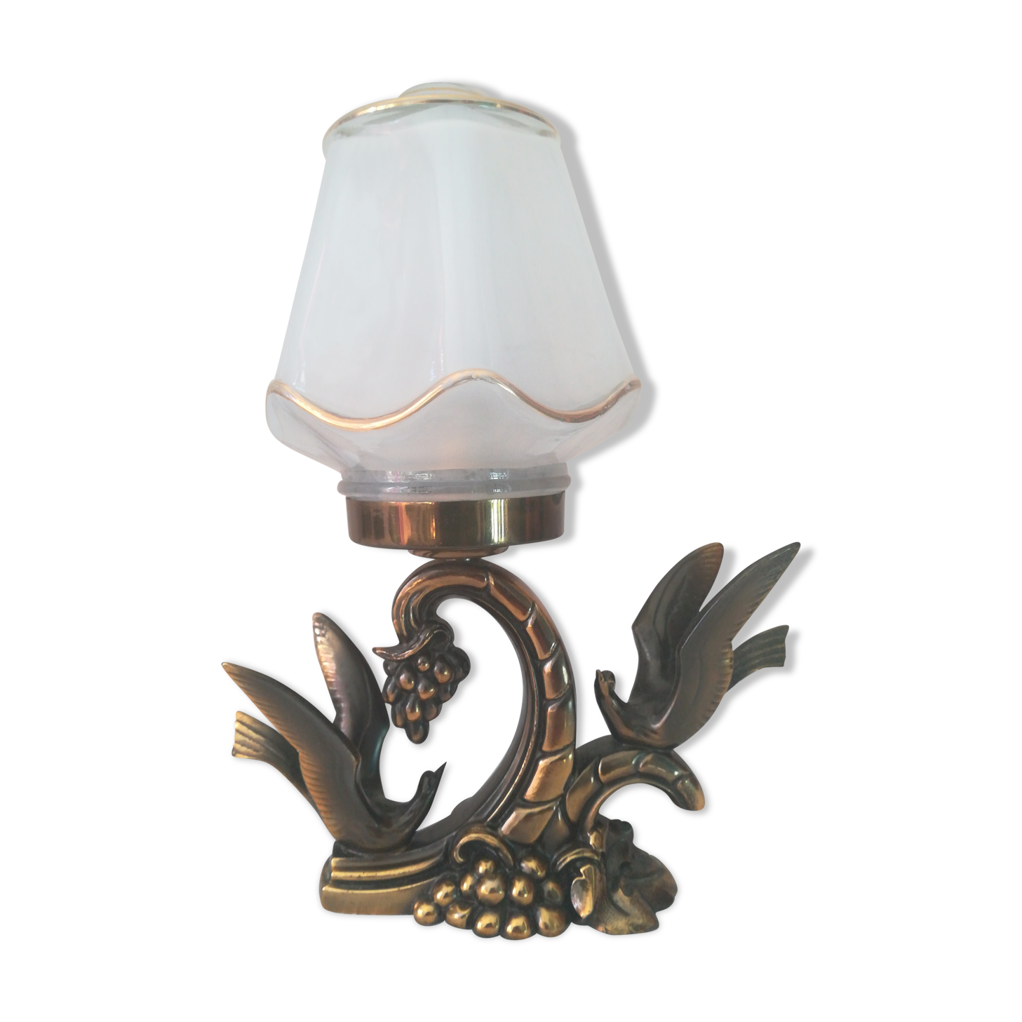 Lampe art déco avec oiseaux