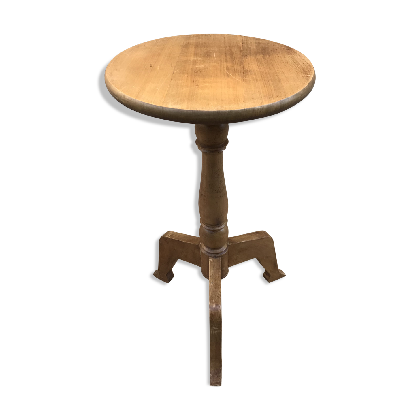 Old vintage wood tripode table