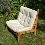 rare large pine armchair, Silkeborg, Denmark, 1970