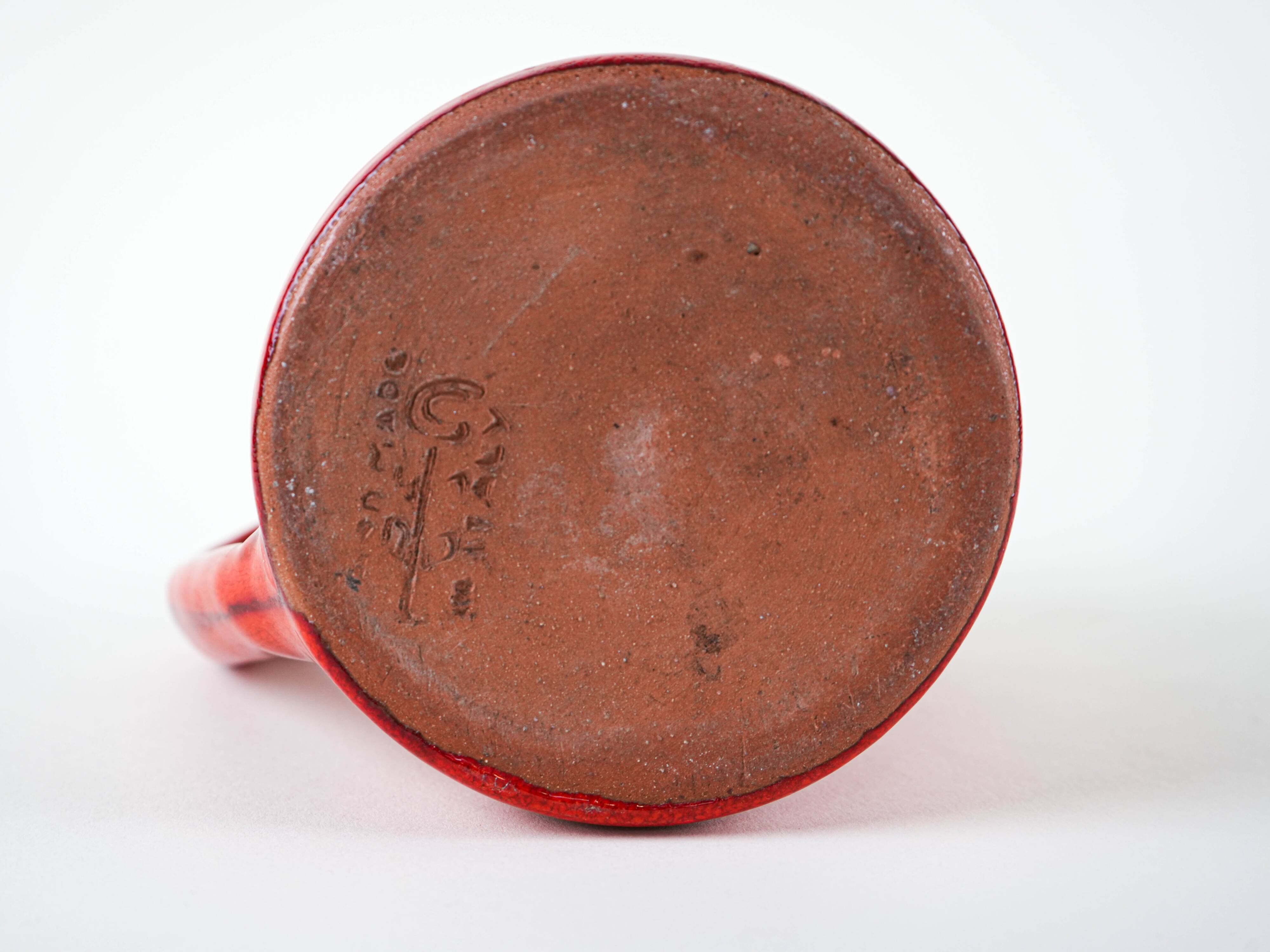 Red ceramic mug, Italian design, 1960s, made in Italy