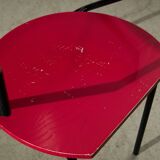 Red Plywood and Curved Metal Frame Chair
