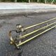Hollywood Regency wall coat rack, gold brass, hat shelf, 1960s.