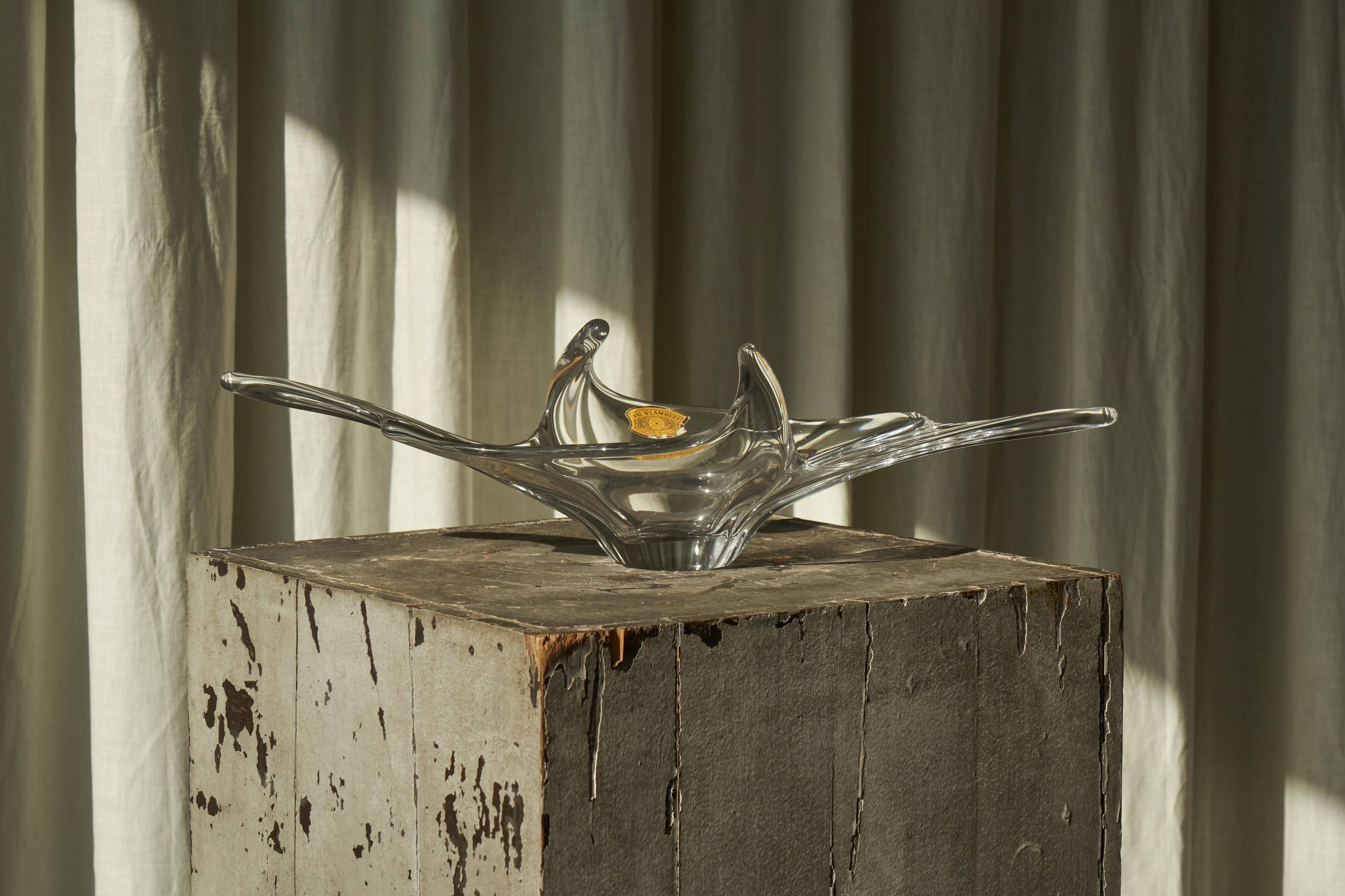 Val Saint Lambert crystal table centrepiece, mid-century 1950.