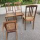 4 Art Deco chairs in solid oak with caning from the 1920s.