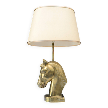 Lampe tête de cheval vintage sculpture signée