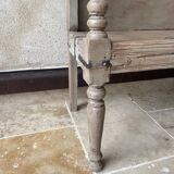 Patinated exotic wood bench for indoor or outdoor use