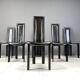 Vintage high back italian leather dining chairs, 1980s