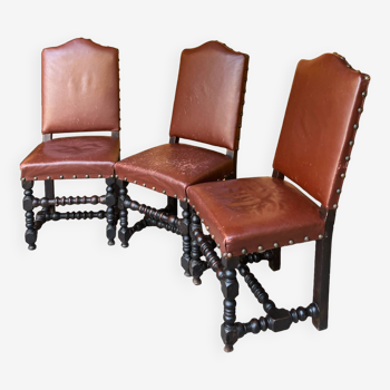 ensemble de 3 chaises à repas italiennes art déco, années 1800