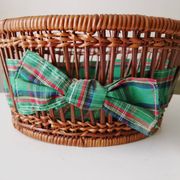 Panier vintage rotin et osier tissu écossais