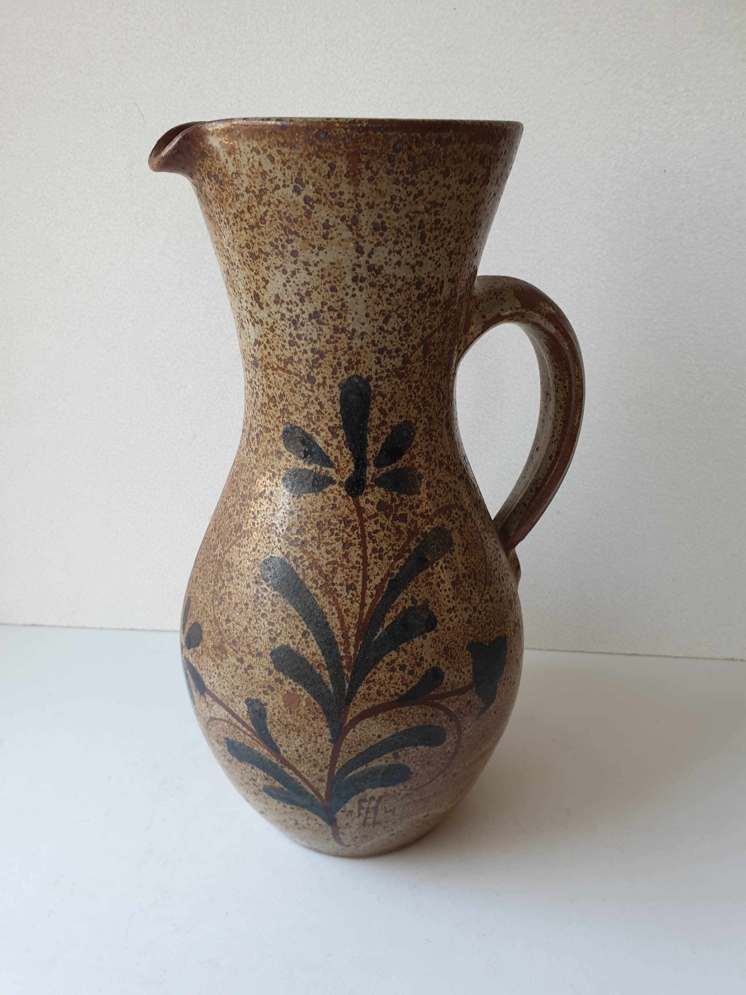 Large glazed stoneware ceramic pitcher Le refuge - 29cm