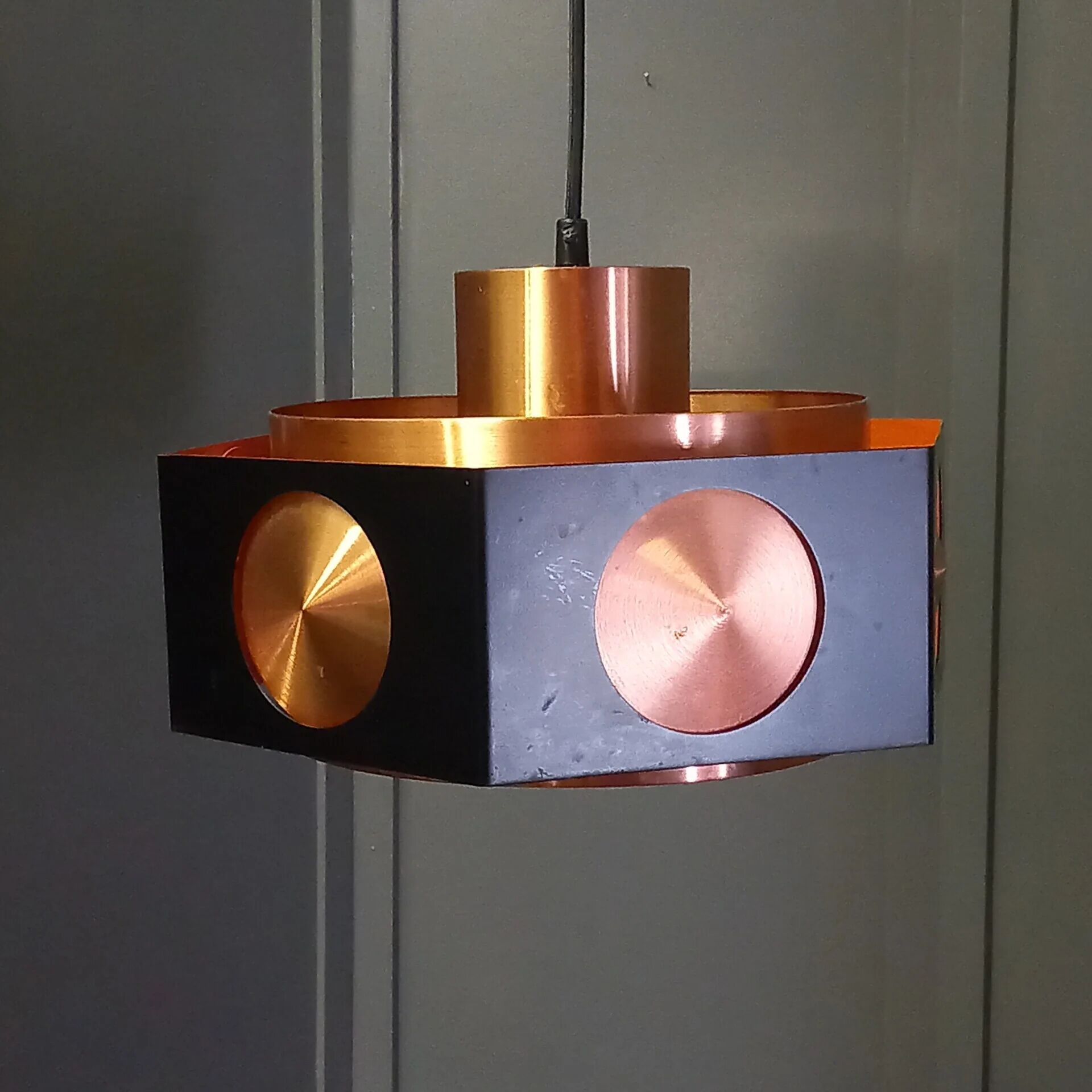 Vintage Space Age copper ceiling lamp by Birger Hammerstad