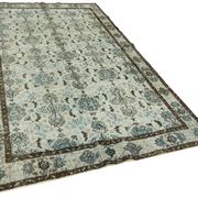 Handmade distressed oriental 1980s 190 cm x 300 cm blue rug