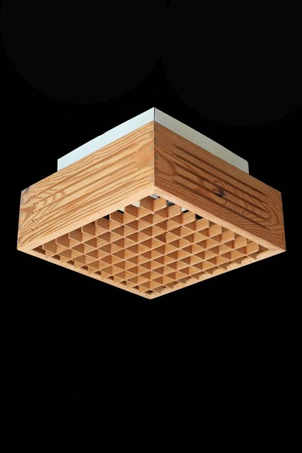 Rare pine wood ceiling flush light by Nordlux / 1970s / Danish Modern Design