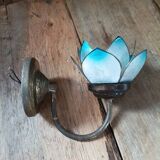 Wall lamp lotus flower petal blue mother-of-pearl base gold patinated dp 1123218