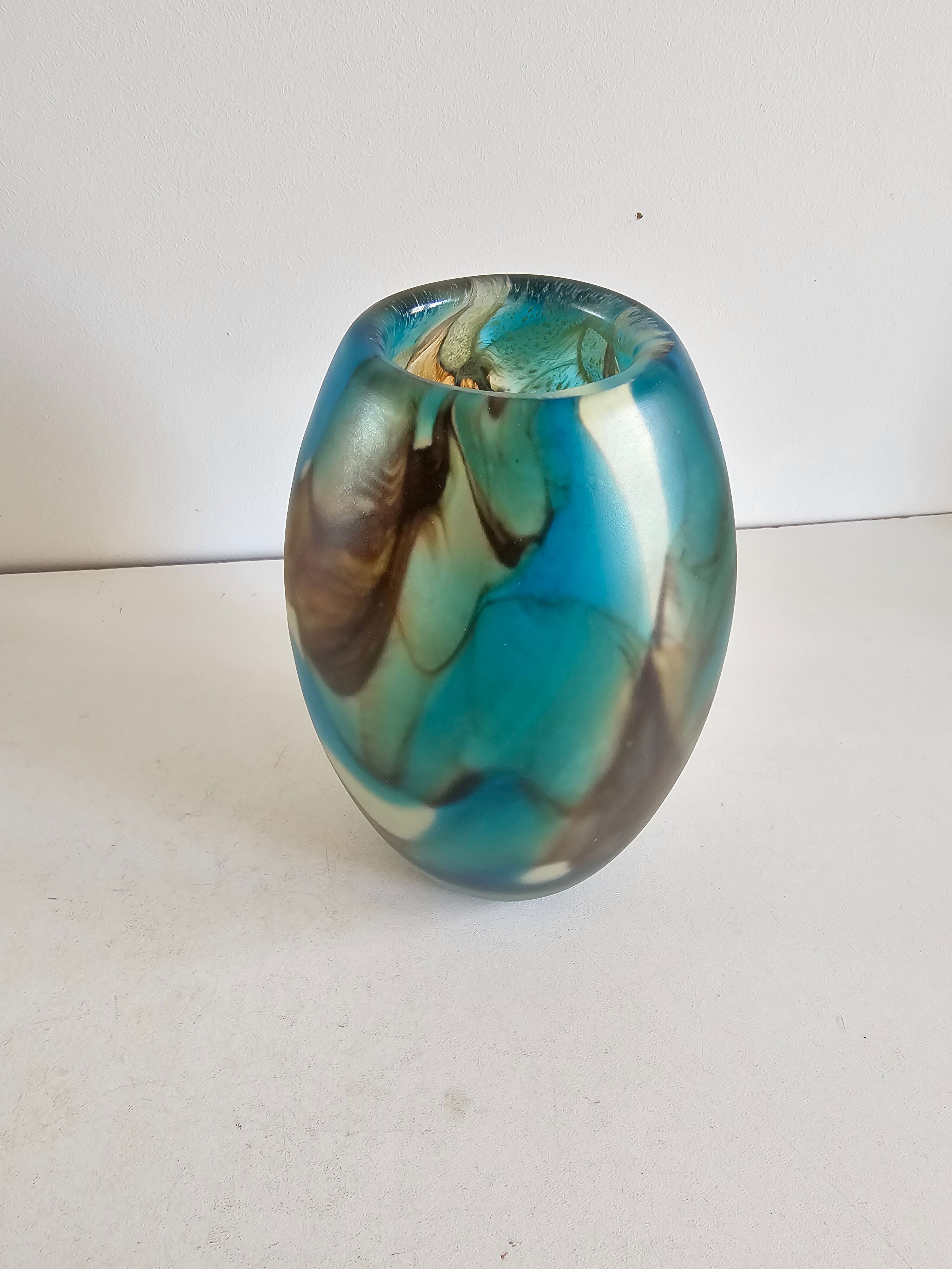 Ovoid vase in multicoloured blown glass signed Mdina - Circa 1960