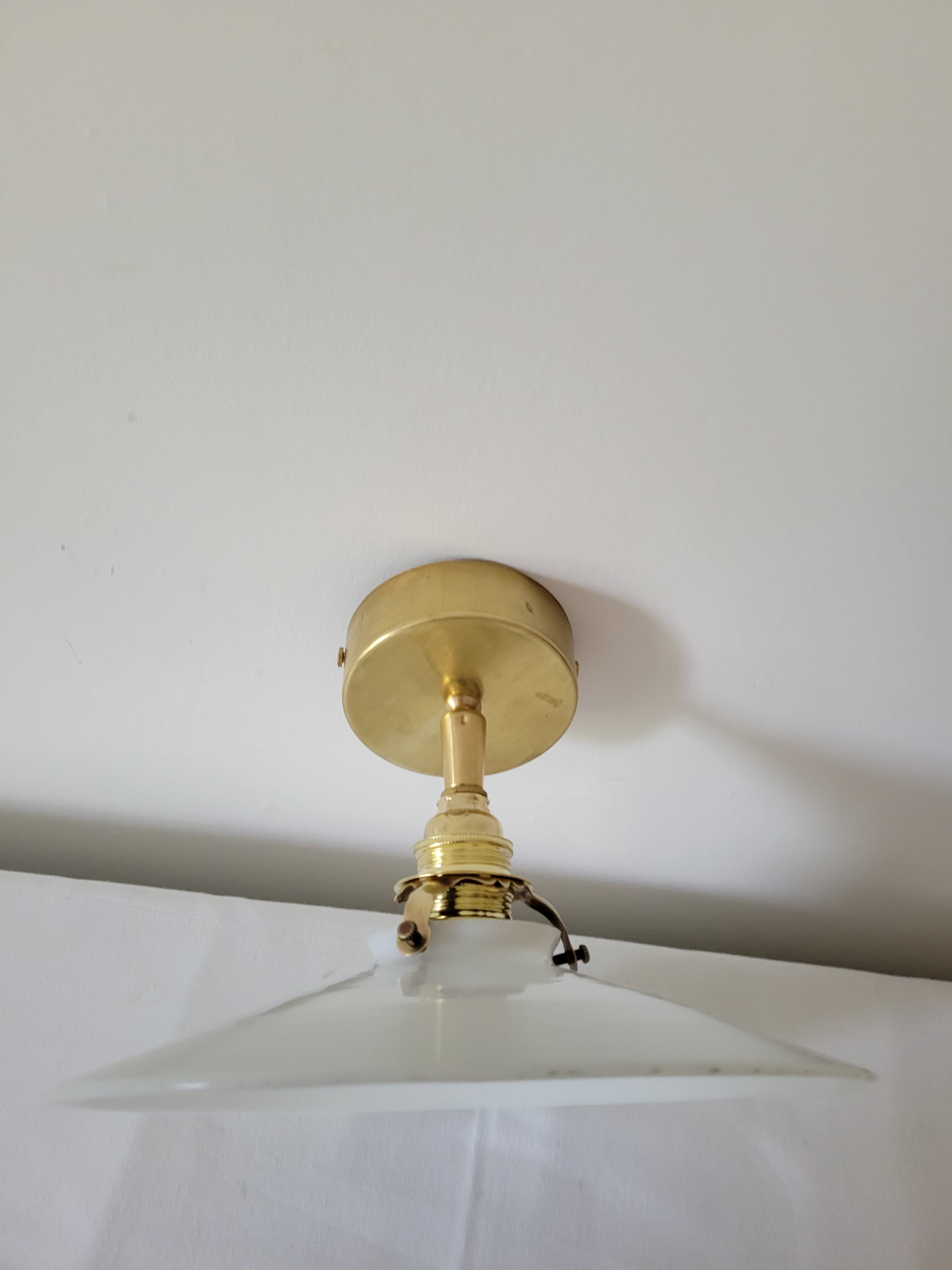 Brass and opaline wall lamp