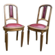 Pair of studded burgundy leather Art Deco chairs