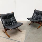 Set of 3 Norwegian Mi-Century Style Siesta Lounge Chairs and Glass Side Table by Ingmar Relling for Westnofa