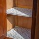 Art deco wooden cabinet with mirror, wooden storage unit, vintage Parisian cabinet