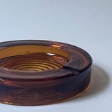 Amber pressed glass ashtray, 1970s design.