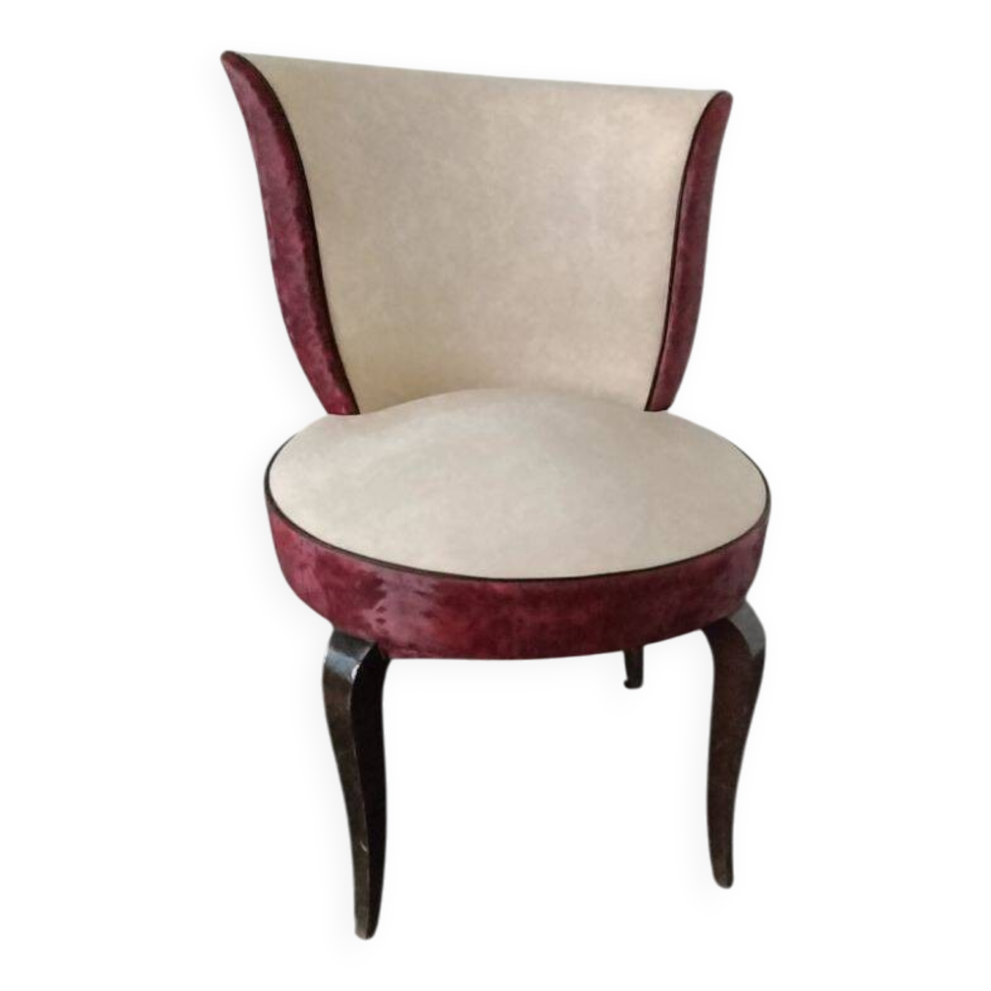 Vintage white and burgundy club chair