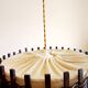 Wood and burlap pendant light, 1970