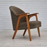 1960s, Danish armchair, furniture wool/cotton fabric, teak wood.