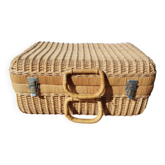 Rattan wicker suitcase