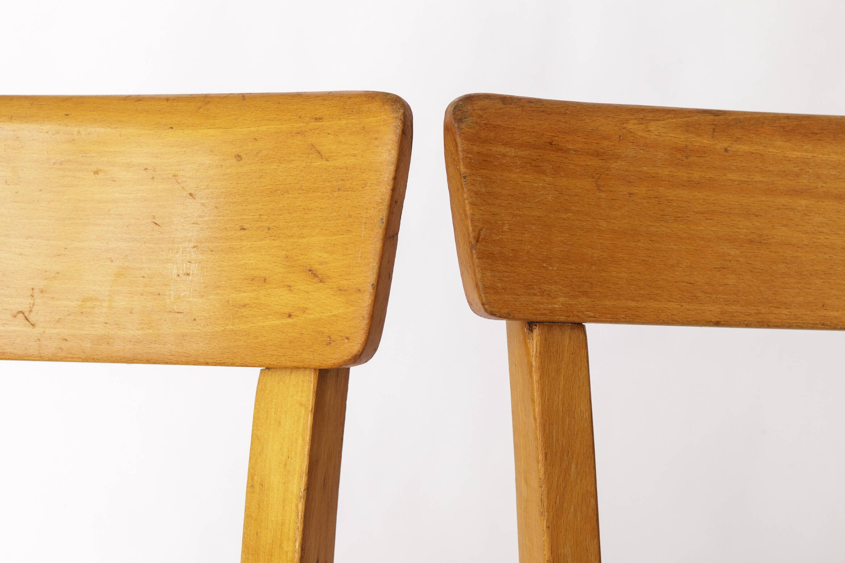 Pair of 1950s Frankfurt Dining Chairs, Germany – Refurbished Beechwood