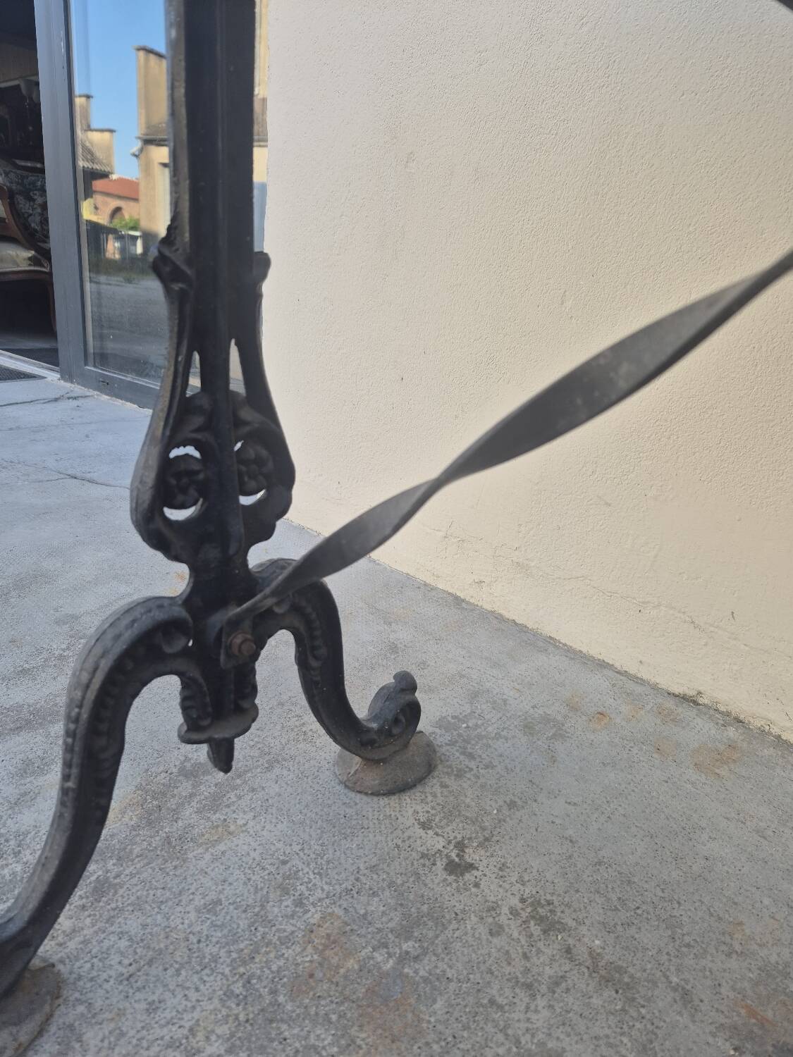 Antique cast iron and marble bistro restaurant table