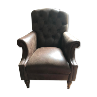 Fauteuil en cuir marron