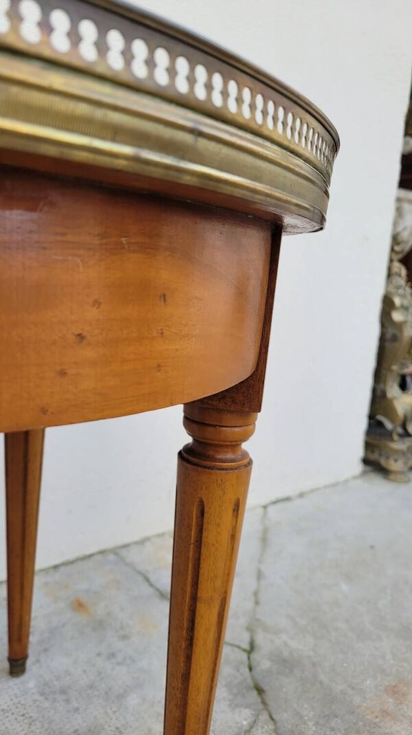 Table basse bouillotte en marbre blanc style Louis xvi ancienne