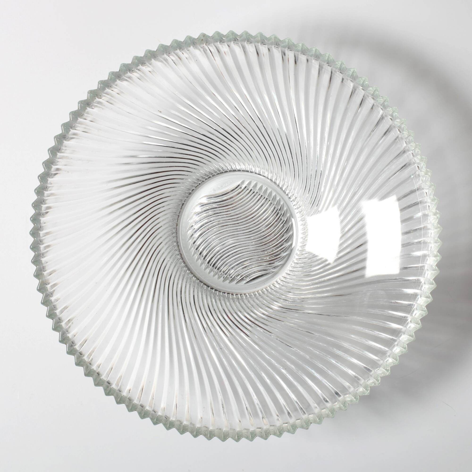 Vintage Clear Ribbed Glass Bowl / Stylish Heavy Platter by Veropa / 1970s