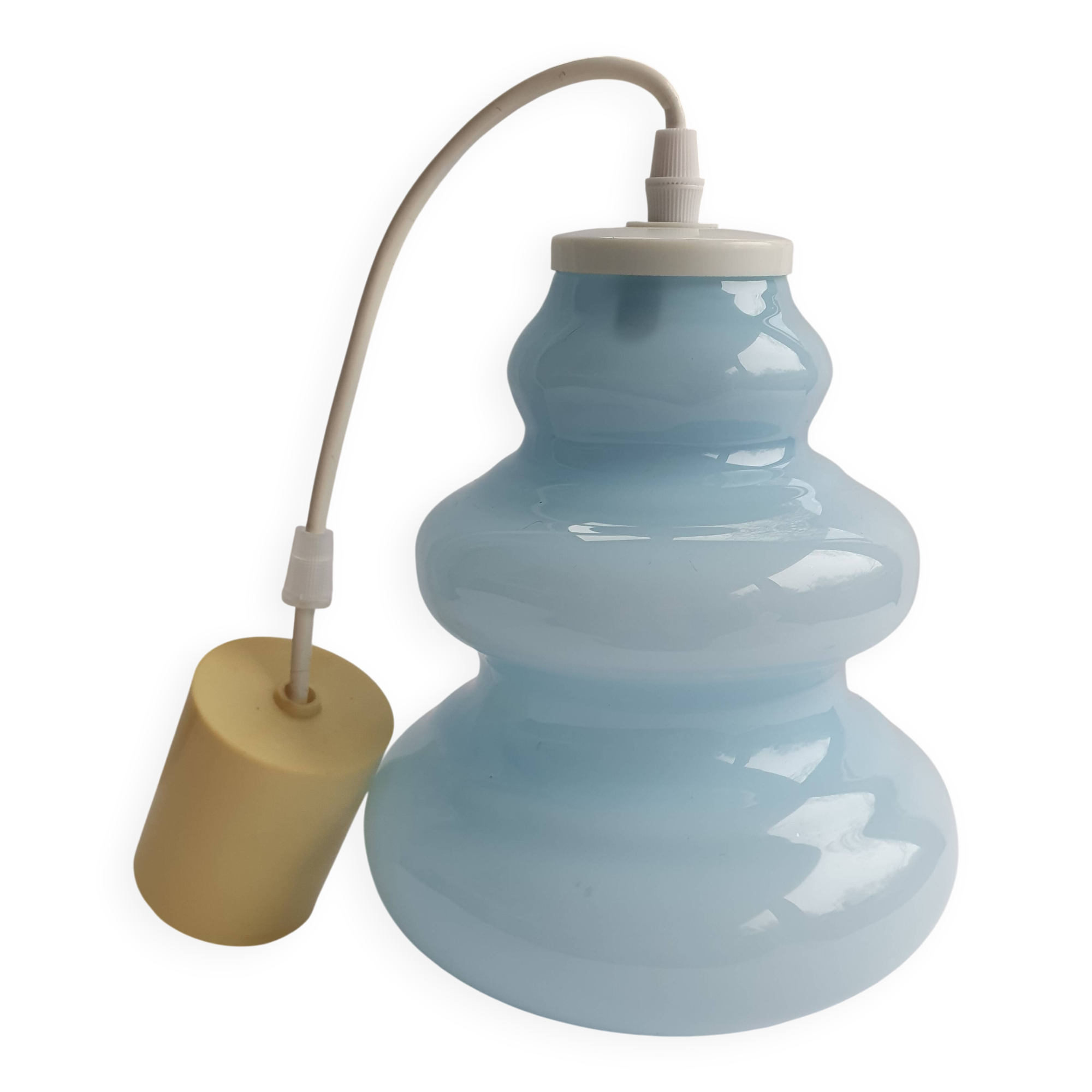 Vintage blue opaline glass pendant light