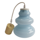 Suspension baladeuse en verre opalin bleu vintage