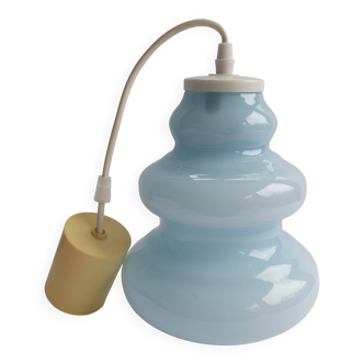 Vintage blue opaline glass pendant light
