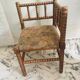 Vintage Art Deco corner chair in bobbin wood and fabric, circa 1930