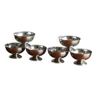 6 vintage stainless steel silver cups