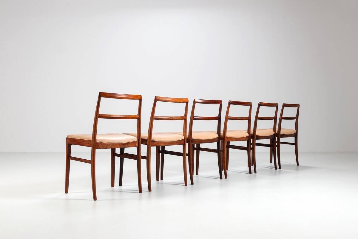 Arne Vodder model 430 dining chairs rosewood Sibast Mobler Denmark 1960