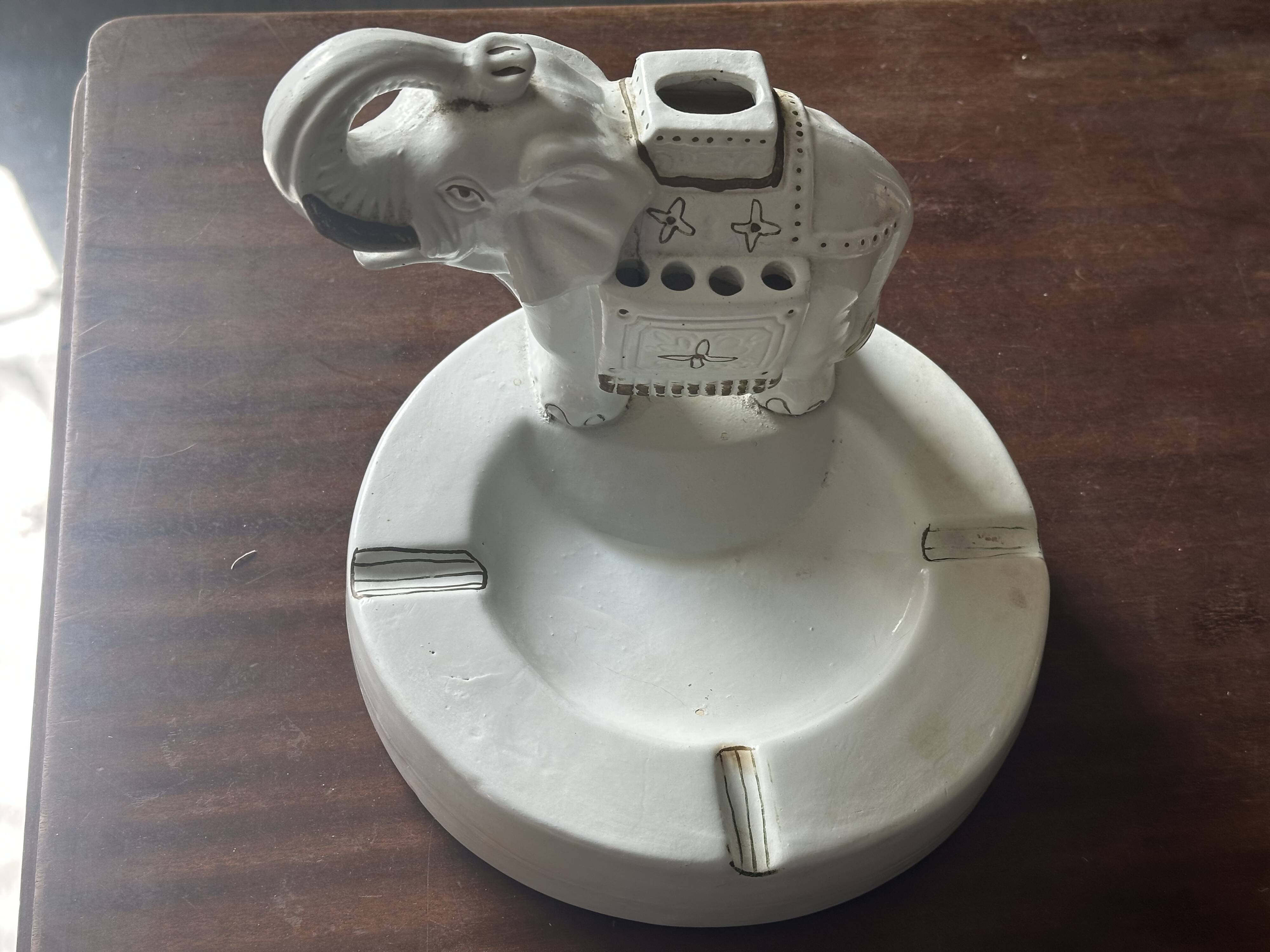 Vintage Ceramic Elephant - Ashtray and Incense Diffuser