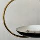 Black metal and brass arc pendant light "Les Activités" by Lucien Gau, Paris 1960