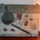 Tableau nature morte au verre de vin .ancien