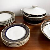 Service de table en porcelaine de Weimar, Echt Weimar Kobalt, série Eleganz, 21 pièces, bleu cobalt