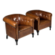 Set of 2 sheepskin club armchairs