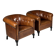 Set of 2 sheepskin club armchairs