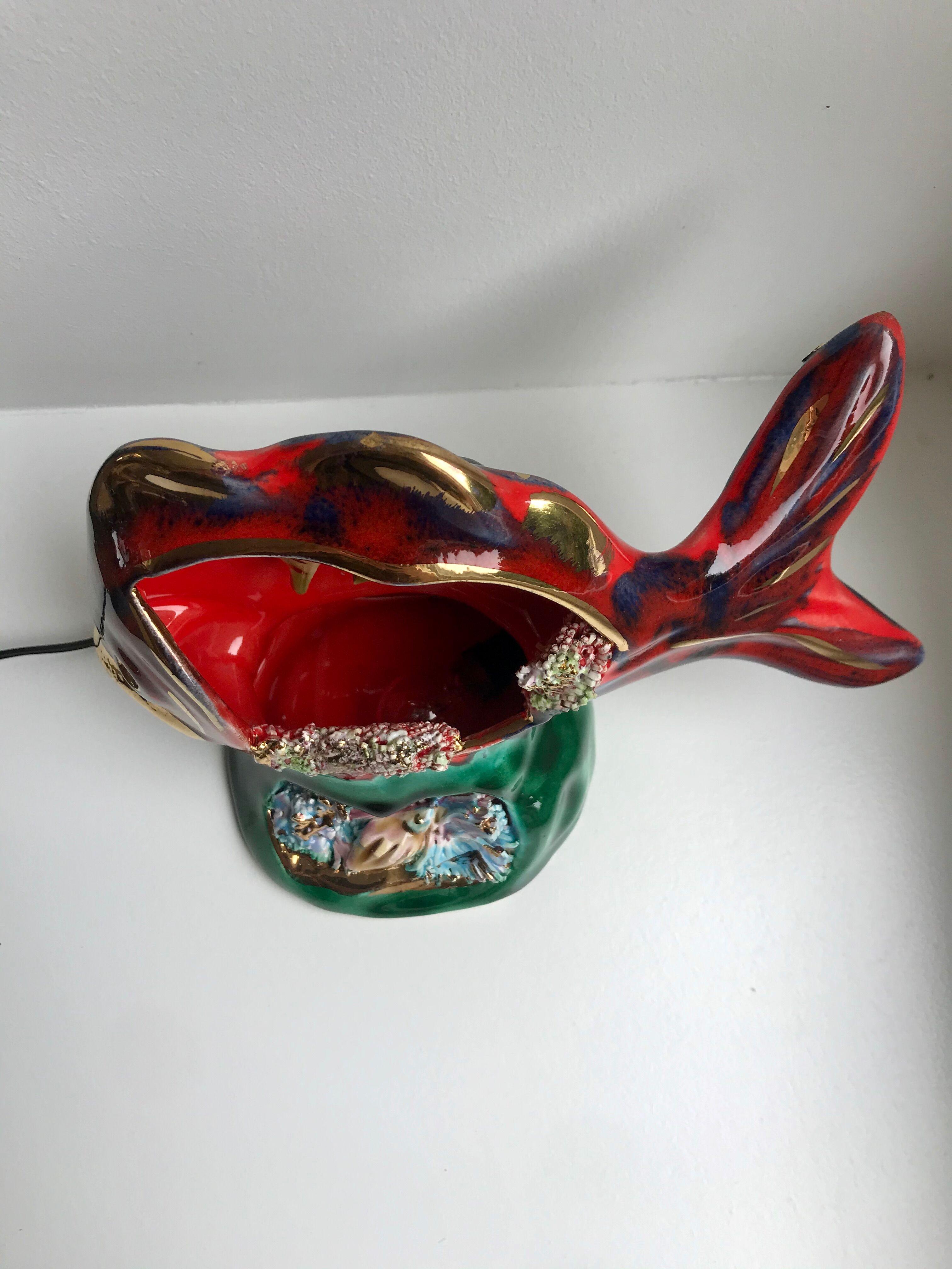 Lampe poisson Vallauris années 70
