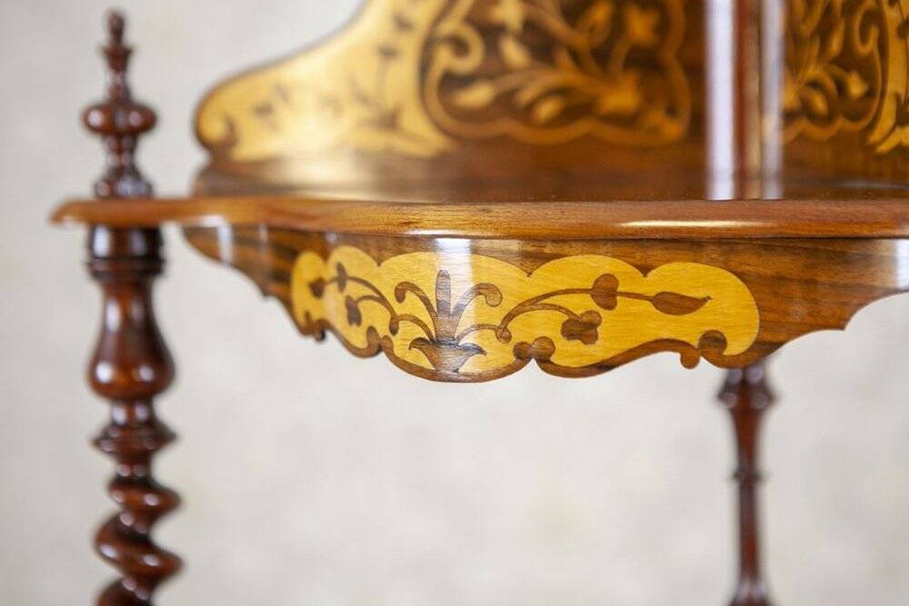 Late 19th Century Inlaid Corner Shelf, 1890s