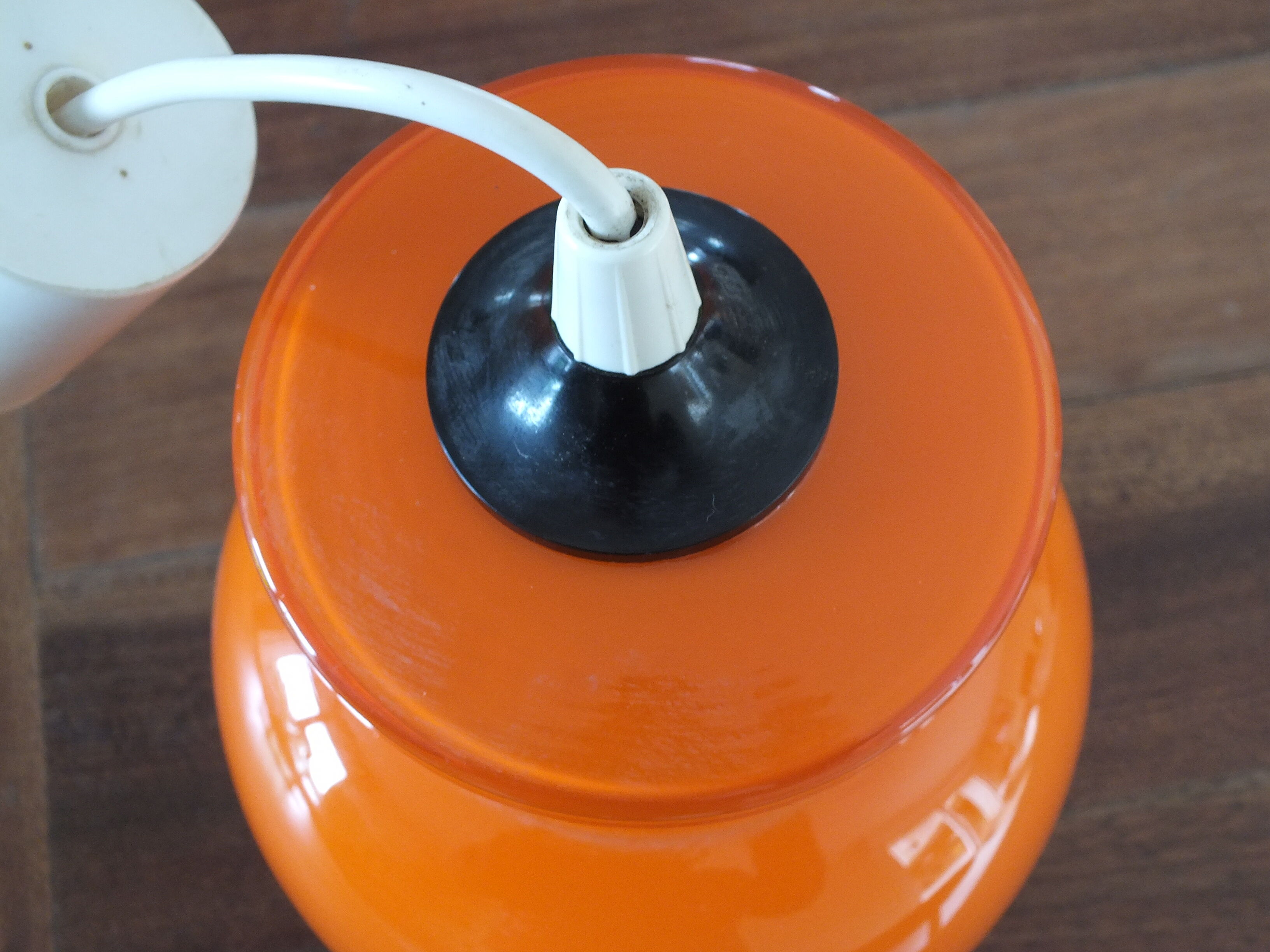 Vintage pendant lamp in orange opaline glass from the 70s