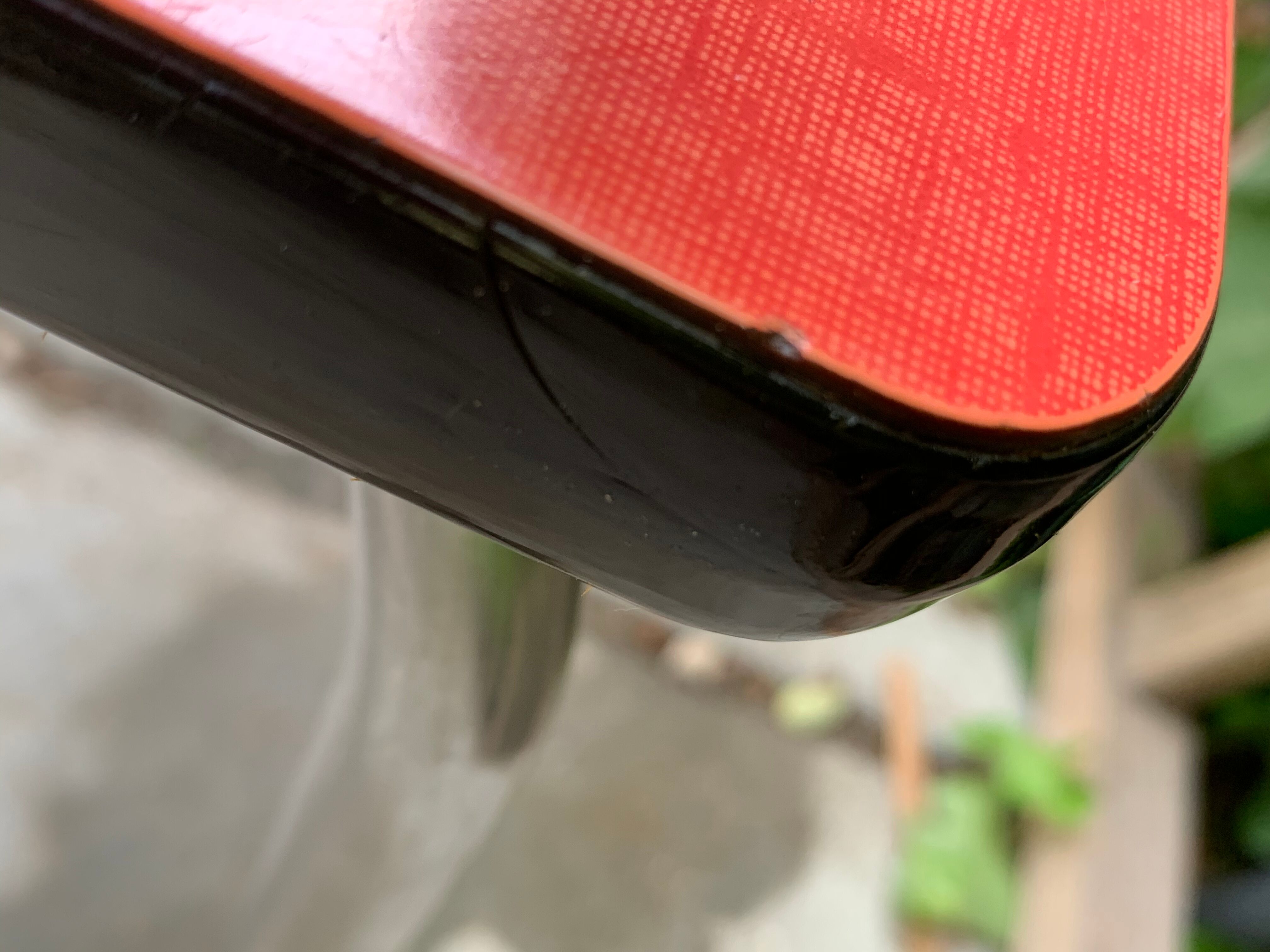 Red Formica chair and stool