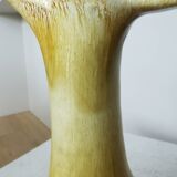 Handmade Ceramic Pitcher: 1970s LKC Pottery, Yellow Brown Glaze